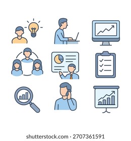 Business Management Teamwork icon set