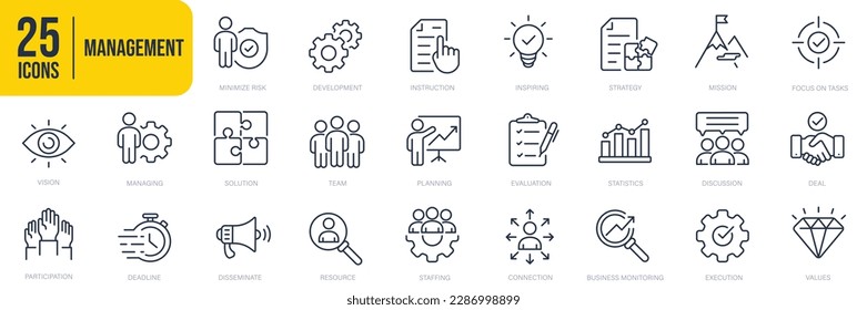 Business management thin line icons. For website marketing design, logo, app, template, ui, etc. Vector illustration.