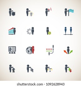 Business management, training, strategy or human resource icon set. EPS 10 vector. Can be used for any project