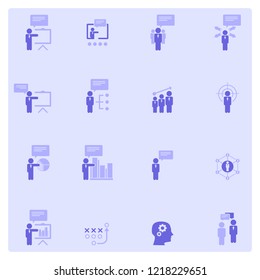 Business Management, Business Training, Business Strategy And Human Resources Icon Set. Flat Style Vector Icons.