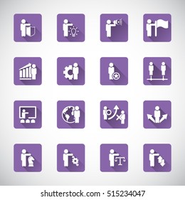 Business management, training, strategy or human resource icon set. EPS 10 vector. Can be used for any project