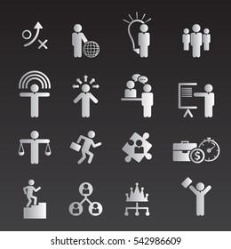 Business management, training, strategy or human resource icon set. EPS 10 vector. Can be used for any project