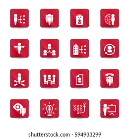 Business management, training, strategy or human resource icon set