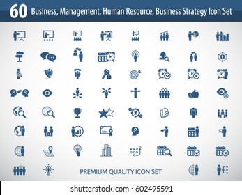 Business Management, Training, Strategy Or Human Resource Icon Set. EPS 10 Vector. Can Be Used For Any Project