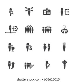 Business management, training, strategy or human resource icon set.