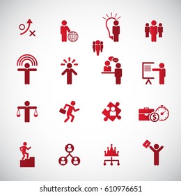 Business management, training, strategy or human resource icon set. EPS 10 vector. Can be used for any project  