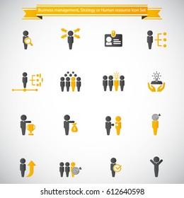 Business management, training, strategy or human resource icon set.