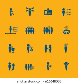 Business management, training, strategy or human resource icon set.
