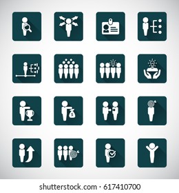 Business management, training, strategy or human resource icon set.