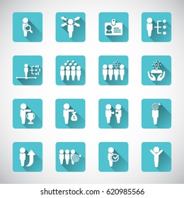 Business management, training, strategy or human resource icon set.