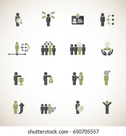 Business management, training, strategy or human resource icon set. EPS 10 vector. Can be used for any project