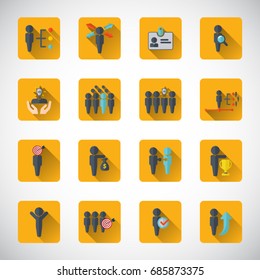 Business management, training, strategy or human resource icon set. EPS 10 vector. Can be used for any project