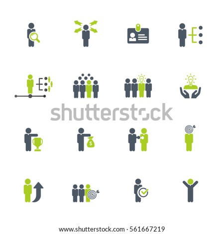 Business management, training, strategy or human resource icon set. EPS 10 vector. Can be used for any project