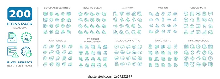 Business management two color line icons set collection. Tools for corporate workflow organizing bicolor outline mega pack isolated, pixel perfect. Duotone thin lineart. Editable stroke