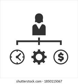 Icono del vector de administración de negocios en fondo blanco
