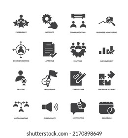 Business Management Vektorsymbole Set, moderne solide Symbolsammlung, gefülltes Piktogramm-Paket. Zeichen, Logo-Illustration.