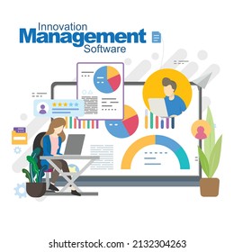 Vector de administración de negocios. Software de gestión de la innovación.