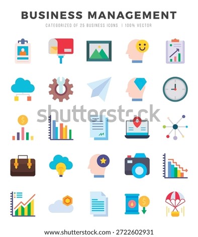 Business Management web icons in Flat style.