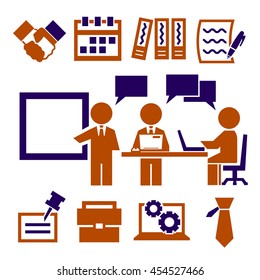 business management, work icons set