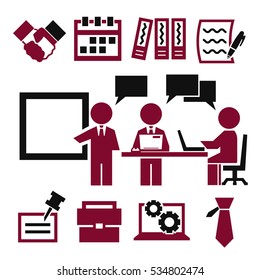 business management, work icons set
