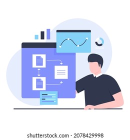 Business management workflow illustration landing page concept. Illustration for websites, landing pages, mobile applications, posters and banners