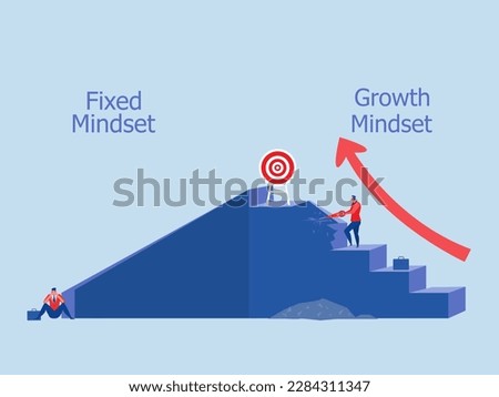 Business manager growth mindset different fixed mindset concept flat illustrator vector 