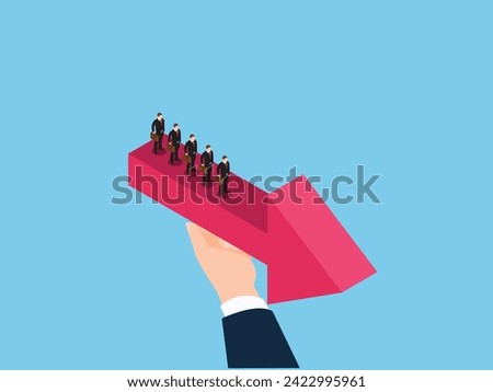 Business manager mentoring or support teamwork cooperate together to achieve target 3d isometric vector illustration