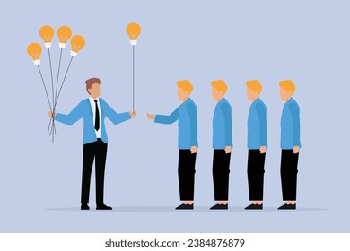 Business manager sharing knowledge to staff 2D flat vector concept for banner, website, illustration, landing page, flyer, etc