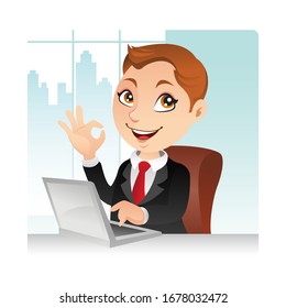 Business manager working happily in the office