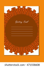Business mandala card template. Oriental ethnic pattern. Mehndi ornament page for brochure, flyer, greeting, invitation cover. Design layout in boho and islam, arabic and east, indian style. Vector