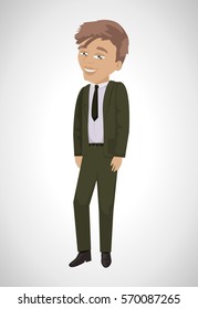 Business Man-Isolated On Gray Background.Vector Illustration,Graphic Design.For App,Web Site,Print,Presentation Templates,Mobile Applications And Promotional Materials.Office Concept 