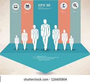 Business man,retro style,blank for text,vector
