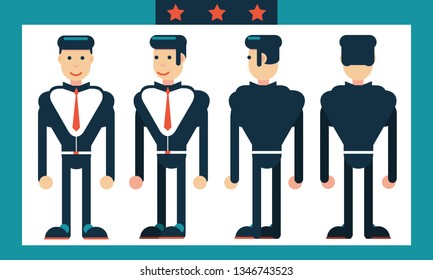 Business man's Character Turnaround.flat design.vector illustration.