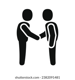 Business Mans Handshake. Greetings Gesture Stick Figure Pictogram Icon. Vector