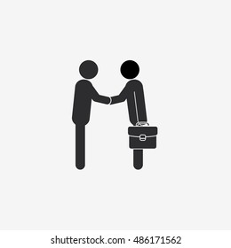 Business Mans handshake. Greetings gesture. Vector icon