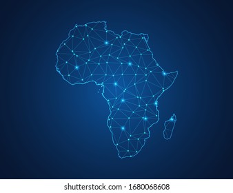 Business map of Africa modern design with polygonal shapes on dark blue background, simple vector illustration for web sitedesign, digital technology concept.