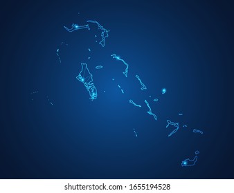 Business map of The Bahamas modern design with polygonal shapes on dark blue background, simple vector illustration for web sitedesign, digital technology concept.