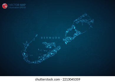 Business Map Of Bermuda Modern Design With Abstract Digital Technology Mesh Polygonal Shapes On Dark Blue Background. Vector Illustration EPS10.