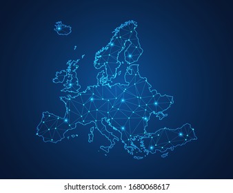 Business map Europe modern design and polygonal shapes dark blue background  simple vector illustration for web sitedesign  digital technology concept 