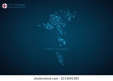 Business map of Faroe Islands modern design with abstract digital technology mesh polygonal shapes on dark blue background. Vector Illustration EPS10.