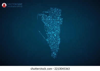 Business map of Gibraltar modern design with abstract digital technology mesh polygonal shapes on dark blue background. Vector Illustration EPS10.