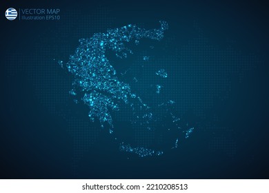 Mapa de negocios de Grecia diseño moderno con tecnología digital abstracta malla formas poligonales sobre fondo azul oscuro. EPS10 de ilustración vectorial.