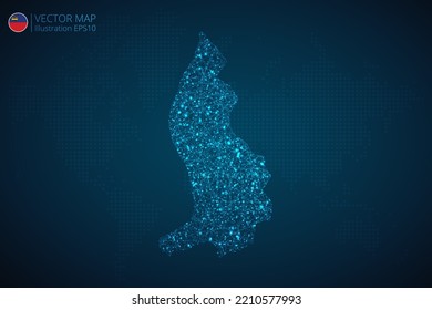 Business map of Liechtenstein modern design with abstract digital technology mesh polygonal shapes on dark blue background. Vector Illustration EPS10.