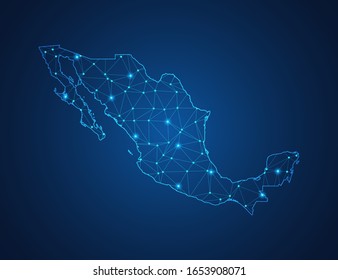 Business map Mexico modern design and polygonal shapes dark blue background  simple vector illustration for web sitedesign  digital technology concept 