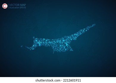 Business map of Northern Cyprus modern design with abstract digital technology mesh polygonal shapes on dark blue background. Vector Illustration EPS10.