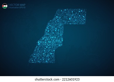 Business map of Sahrawi Arab Democratic Republic modern design with abstract digital technology mesh polygonal shapes on dark blue background. Vector Illustration EPS10.