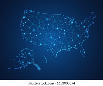 Business map USA   alaska modern design and polygonal shapes dark blue background  simple vector illustration for web sitedesign  digital technology concept 