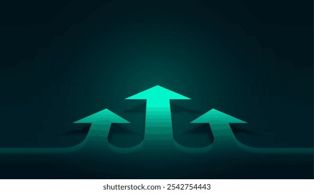 business market rising up growth arrow perspective background design vector