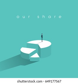 Business Market Share Concept With Businessman Vector Icon Standing On Top Of Pie Chart. Eps10 Vector Illustration.