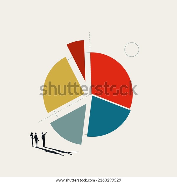 Business market share with pie chart\
presentation, vector concept. Symbol of teamwork, cooperation.\
Minimal design eps10\
illustration